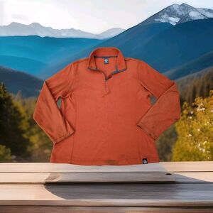 REI Co-op Long Sleeve 1/4 Zip Fleece Pullover Sweater Men's Medium Orange